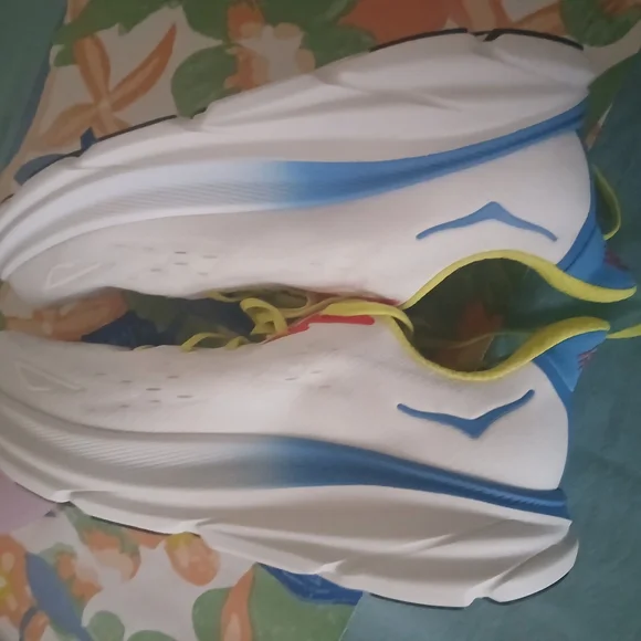 Hoka White and Yellow Running Shoes - Picture 7 of 9